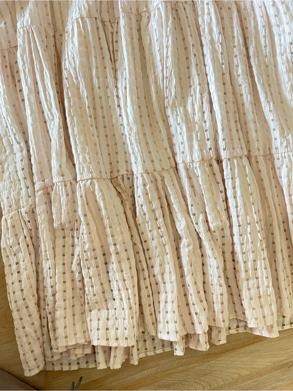 Pale Pink Swiss Dot Maxi Dress Tie Sleeve Detail Empire Waist V-neck Size Small - Picture 7 of 14